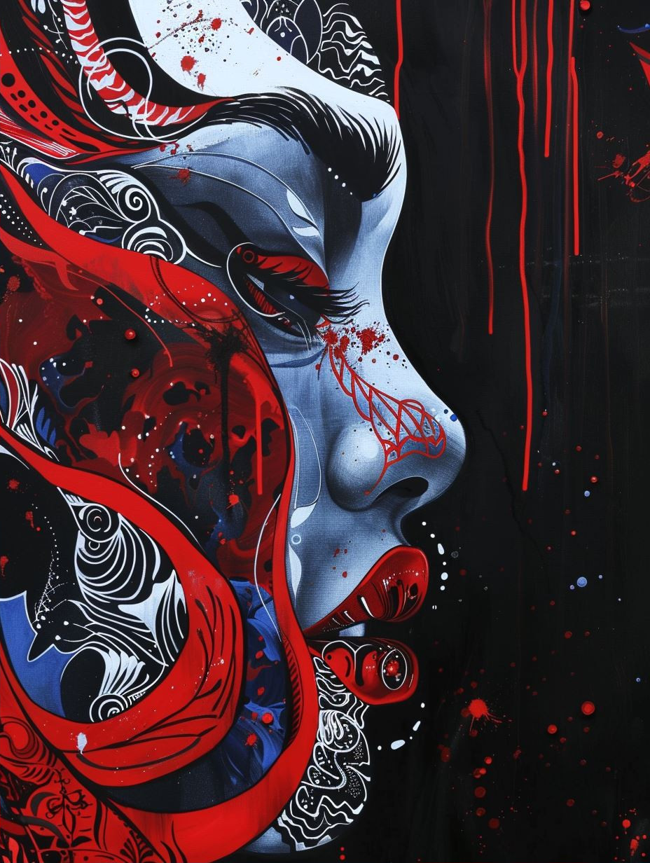 Crimson Flow Surreal Portrait - Image 2