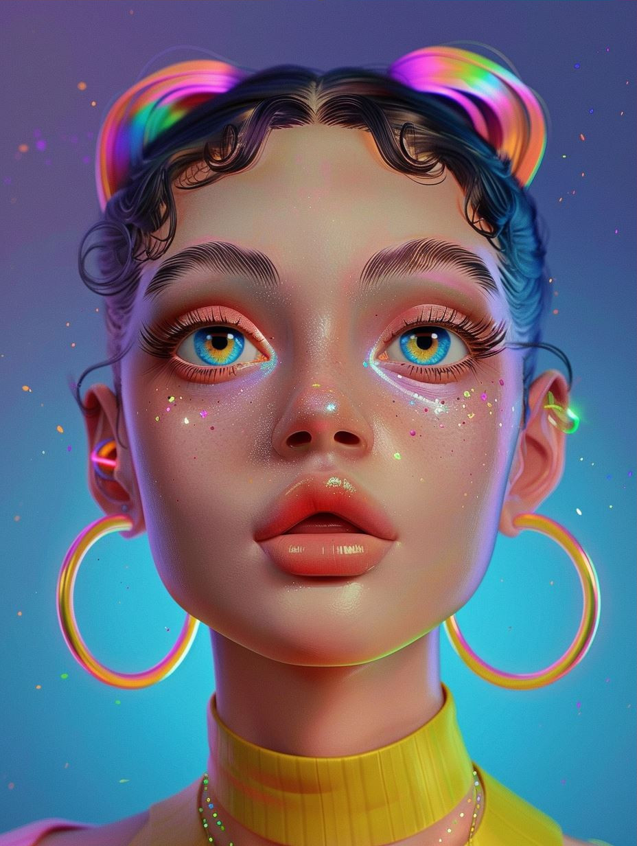Neon Dreams: Surreal Digital Portraits - Image 3