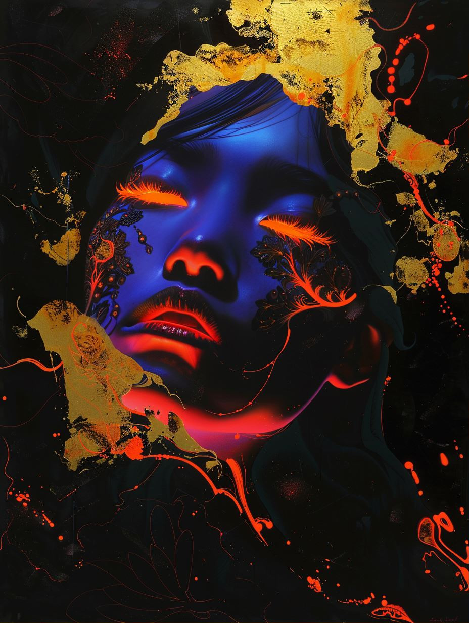 Neon Soul in Golden Void - Image 1