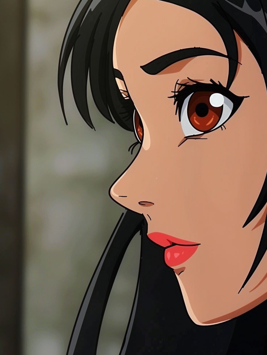 Modern Noir Anime Portrait - Image 1