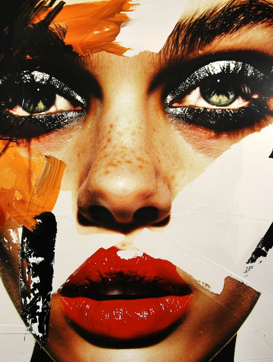 Abstract Crimson Lip Portraits - Image 1