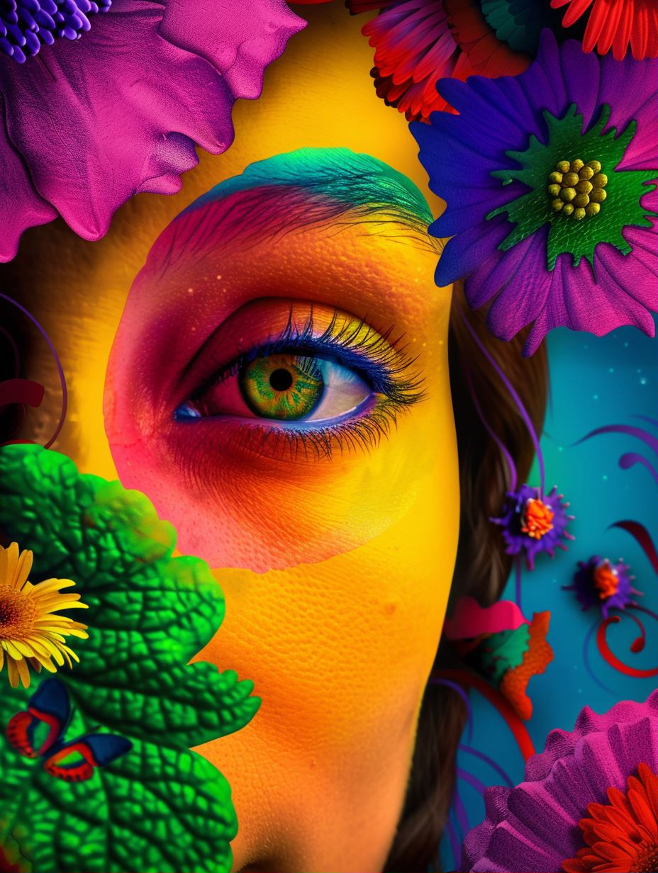 Psychedelic Floral Portrait Vision - Image 1
