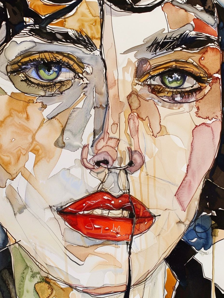 Fragmented Beauty: A Study in Watercolor - Image 3