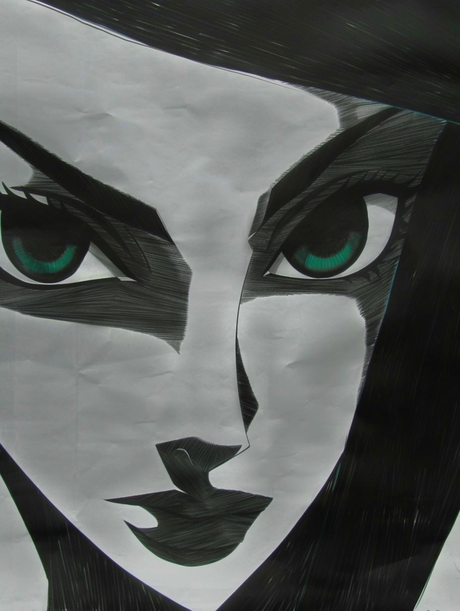 Monochrome Geometric Anime Portrait - Image 3