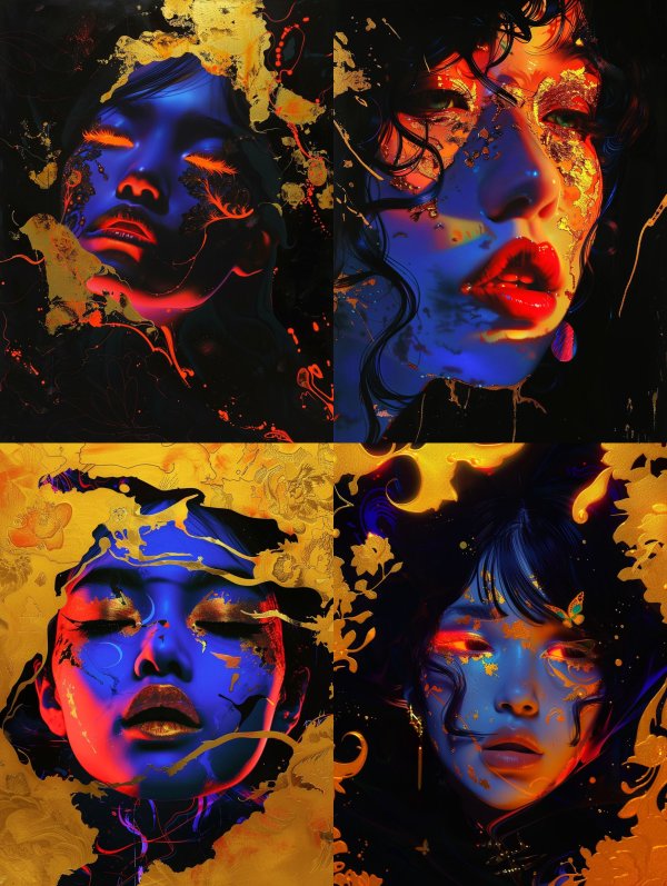 Neon Soul in Golden Void