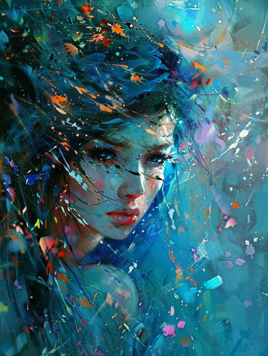 Azure Dreams: Abstract Portraits of a Woman - Image 3