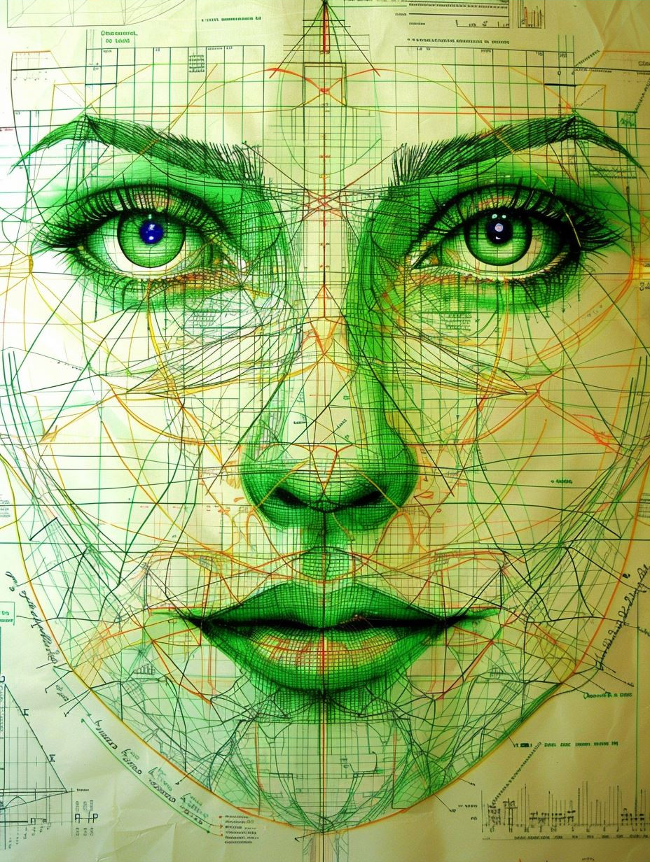 Ethereal Green Geometric Portraits - Image 3