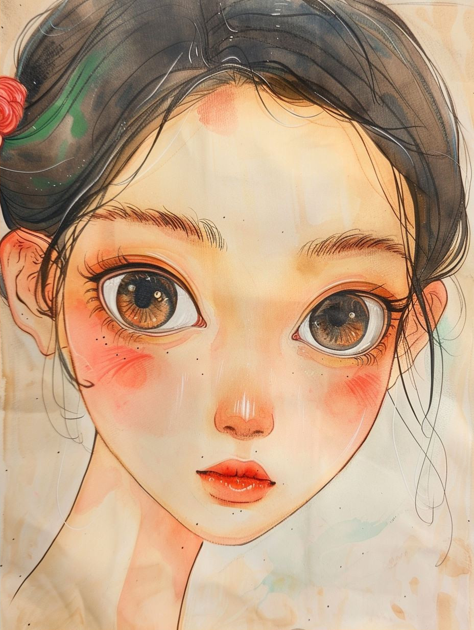 Ethereal Gazes: A Watercolor Portrait Series - Image 2