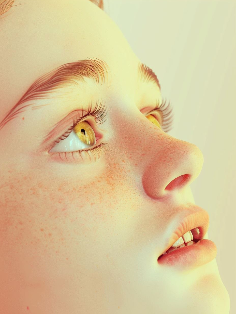Ethereal Gaze: A Study in Freckled Beauty - Image 3