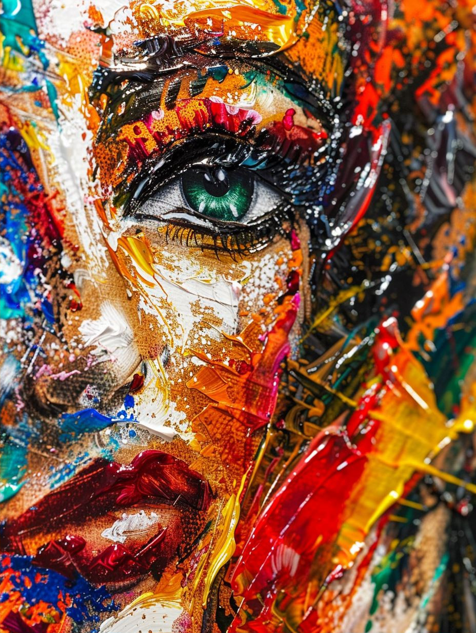 Vibrant Impasto Portrait Gaze - Image 2