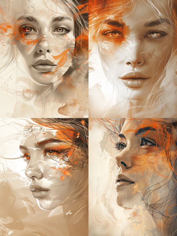 Ethereal Amber Fragmented Portrait