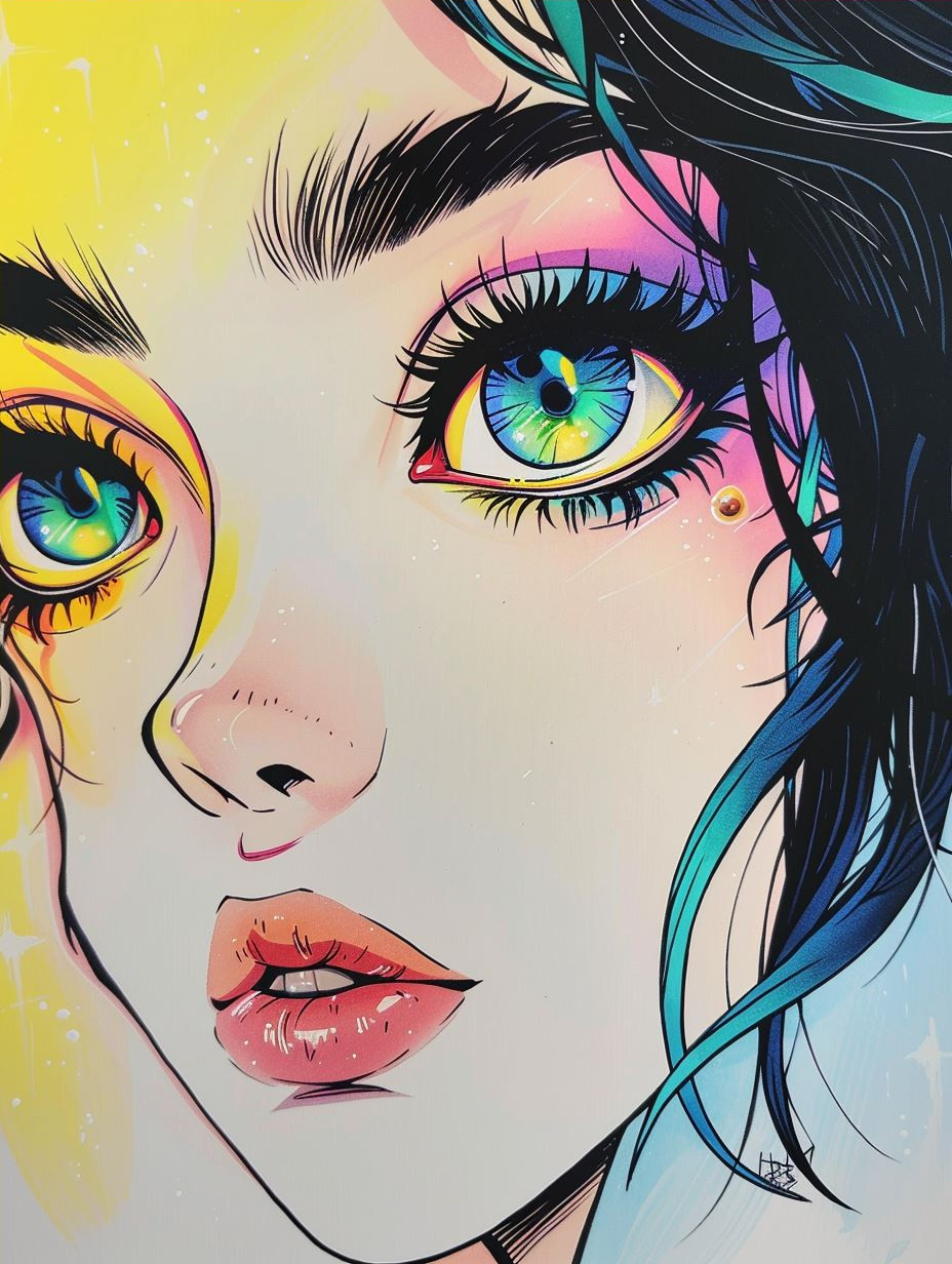 Vibrant Neon Prism Portraits - Image 4
