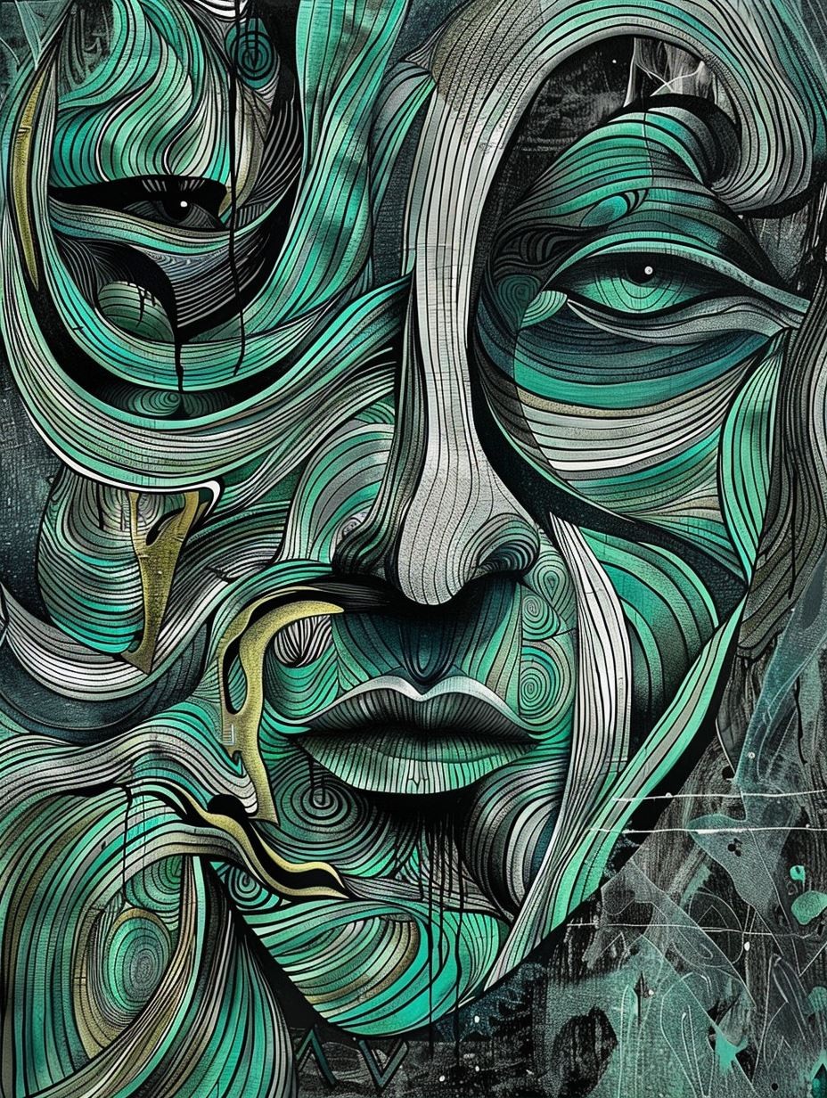 Surreal Teal Fluidity Portrait