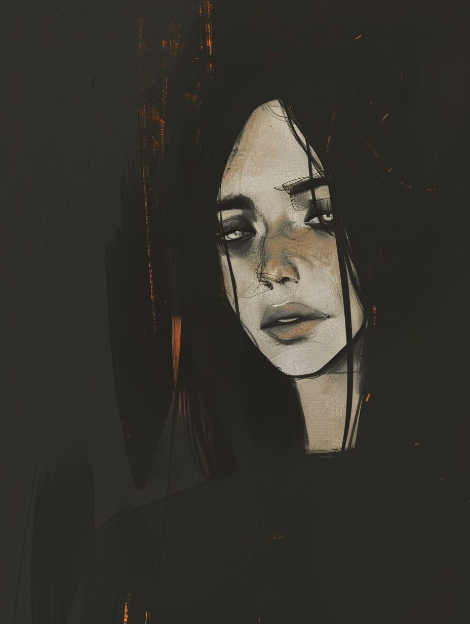 Melancholy Shadows Portrait Study - Image 1