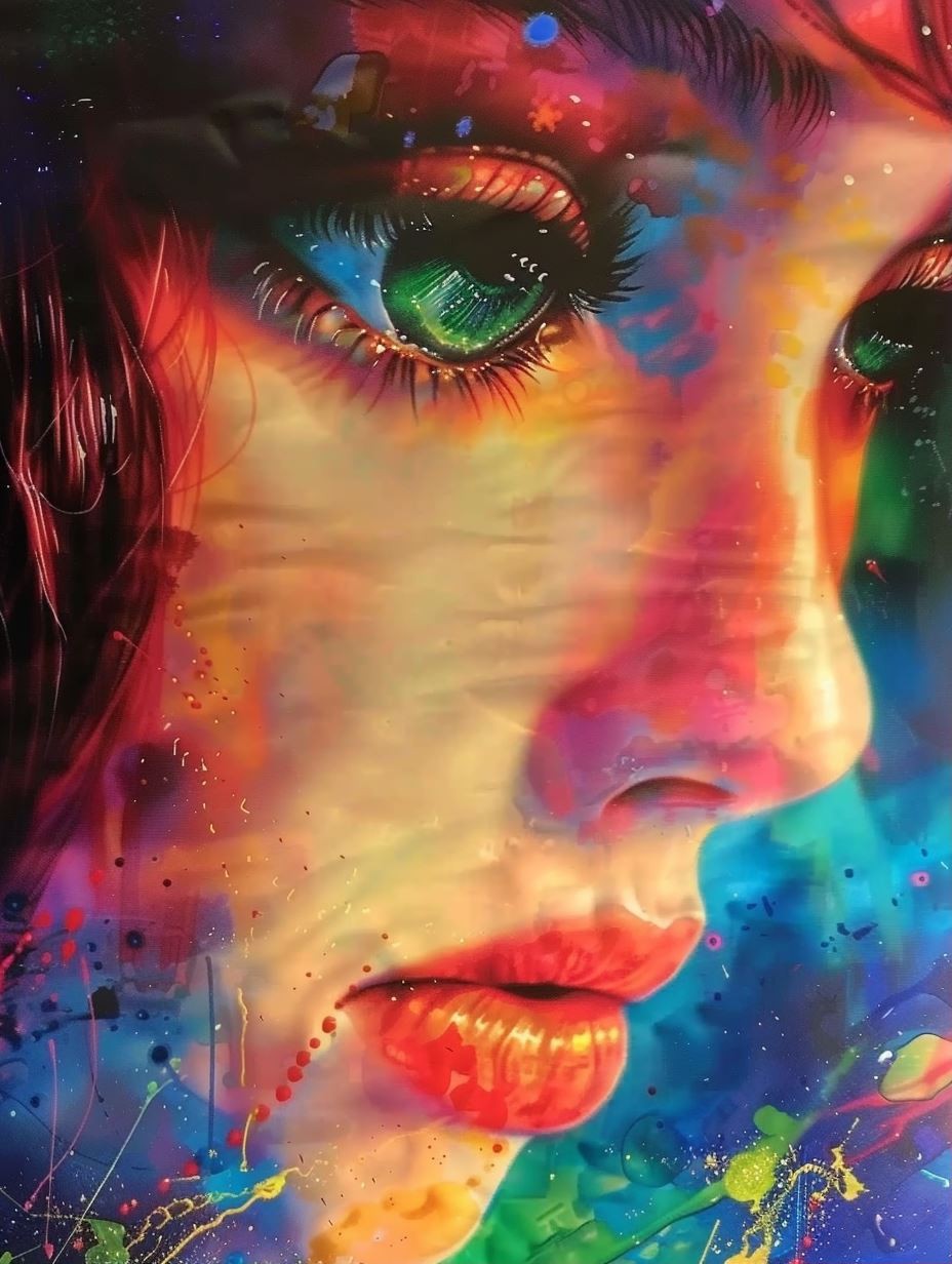 Prismatic Splash Portrait Art