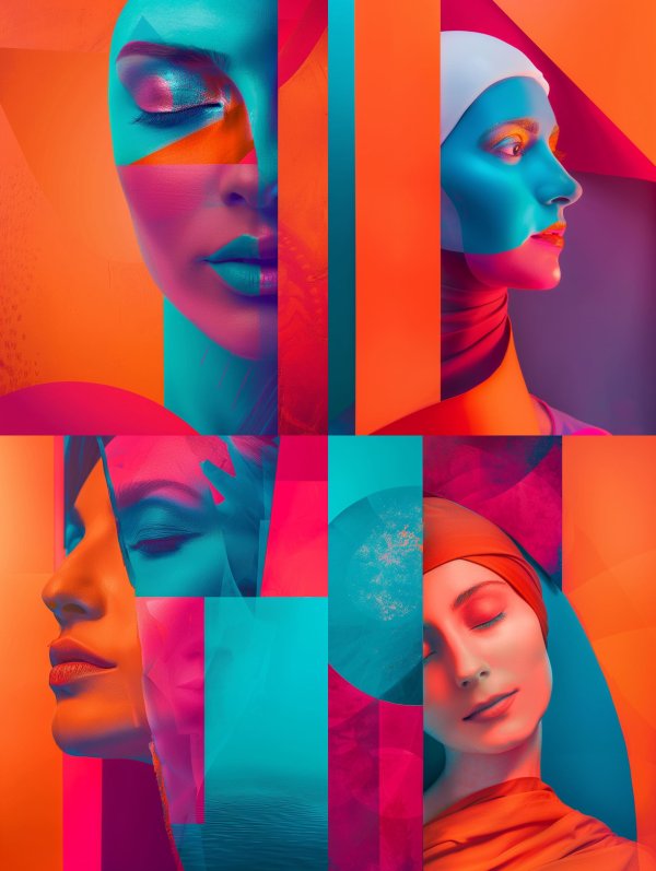 Neon Dreams: A Geometric Portrait Study