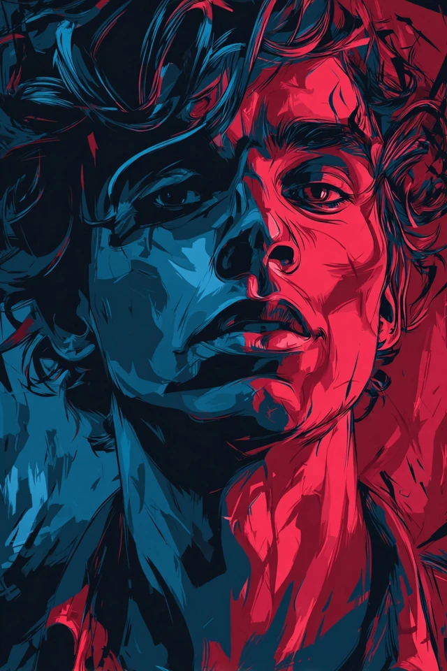 Neon Duality Portrait - Image 1