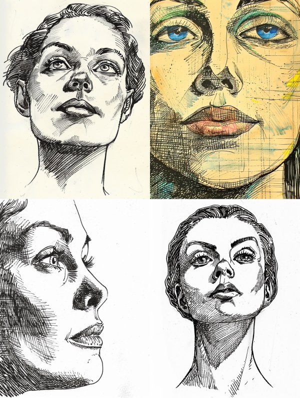 Expressive Charcoal Portrait Studies