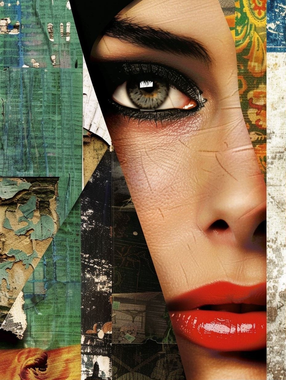 Fragmented Beauty Mixed Media Collage