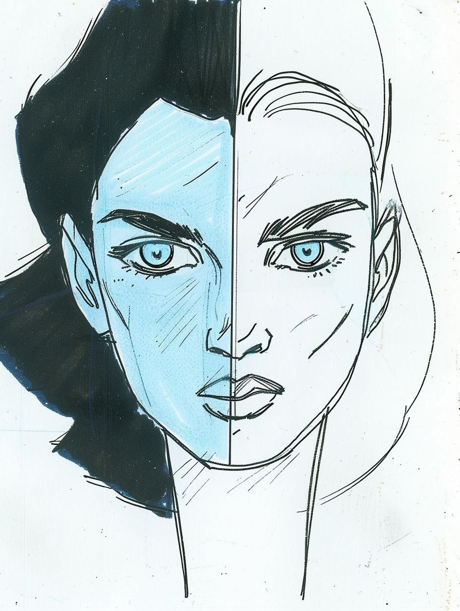 Azure Gaze Comic Illustration - Image 2