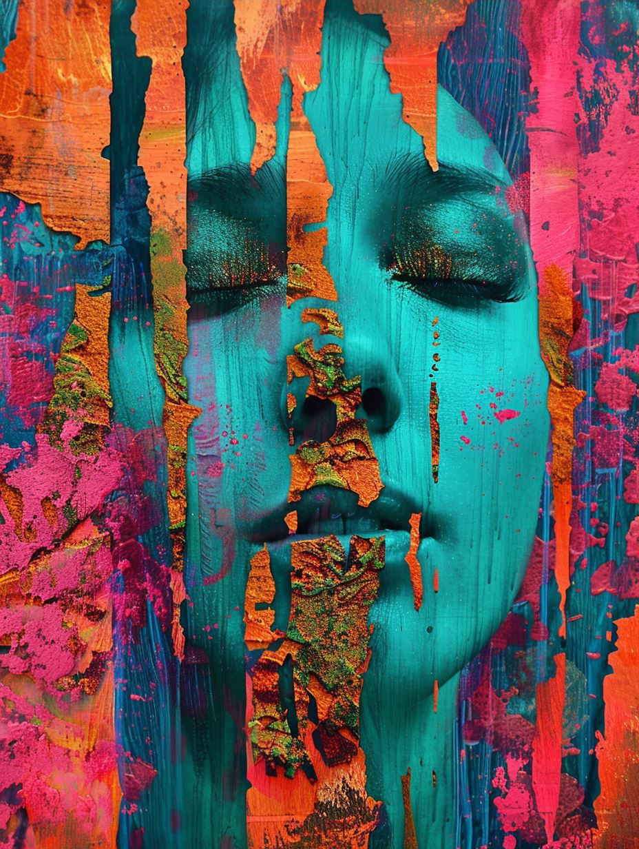 Neon Dreams: A Surrealist Portrait Collage - Image 3