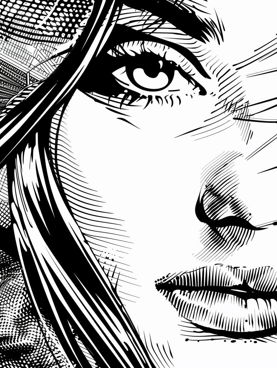 Intricate Ink Hatching Portrait Study - Image 1