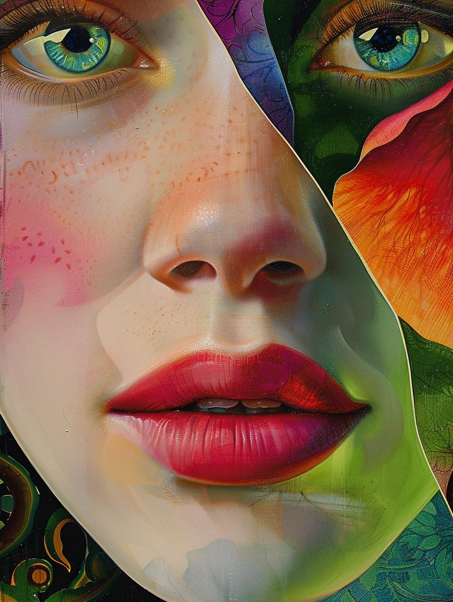 Floral Whispers: A Surrealist Portrait Quad - Image 3