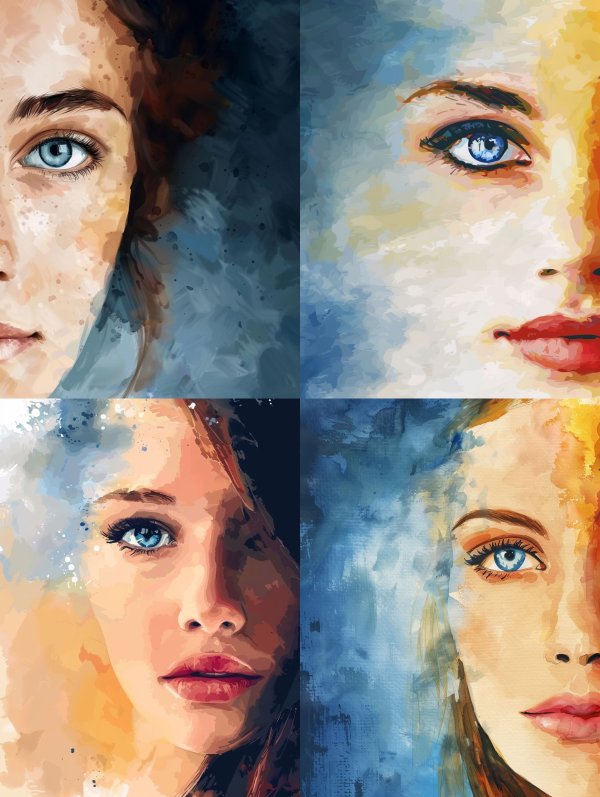 Azure Gazes: A Quadtych of Emotion