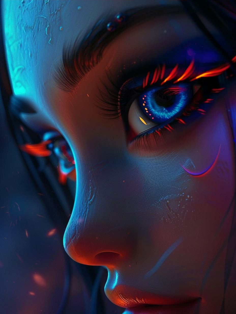 Neon Visions: Ethereal Digital Portraits - Image 3
