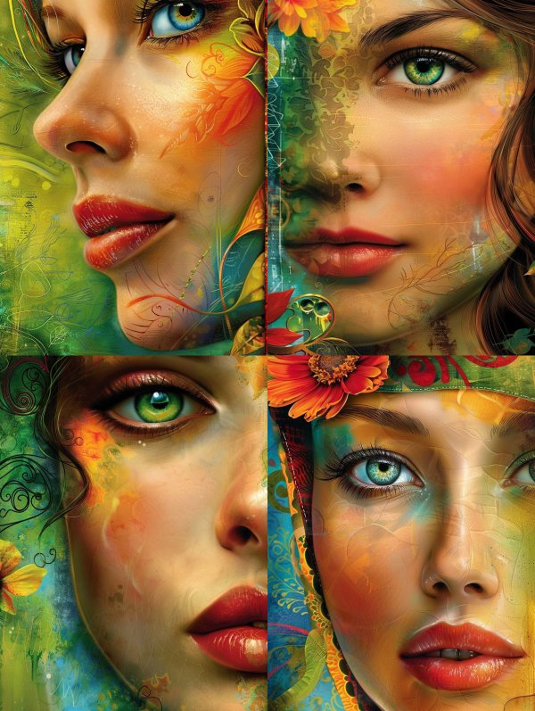 Ethereal Flora Portrait Collage