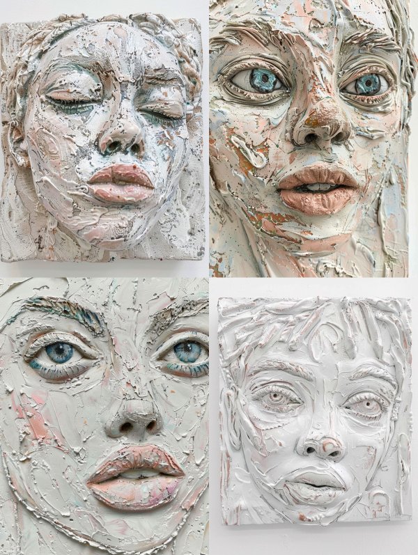 Ethereal Sculpted Plaster Portraits