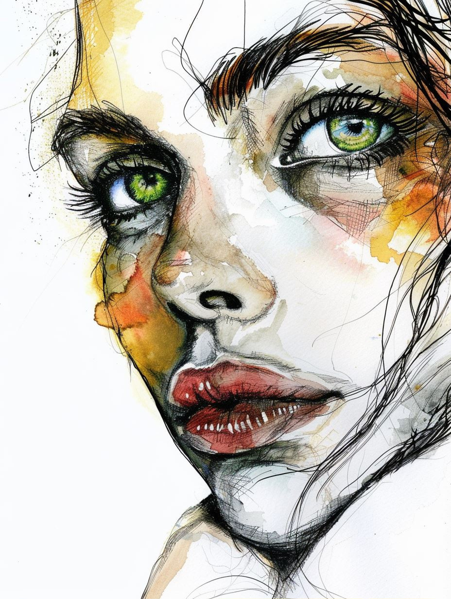 Ink and Watercolor Muse - Image 1