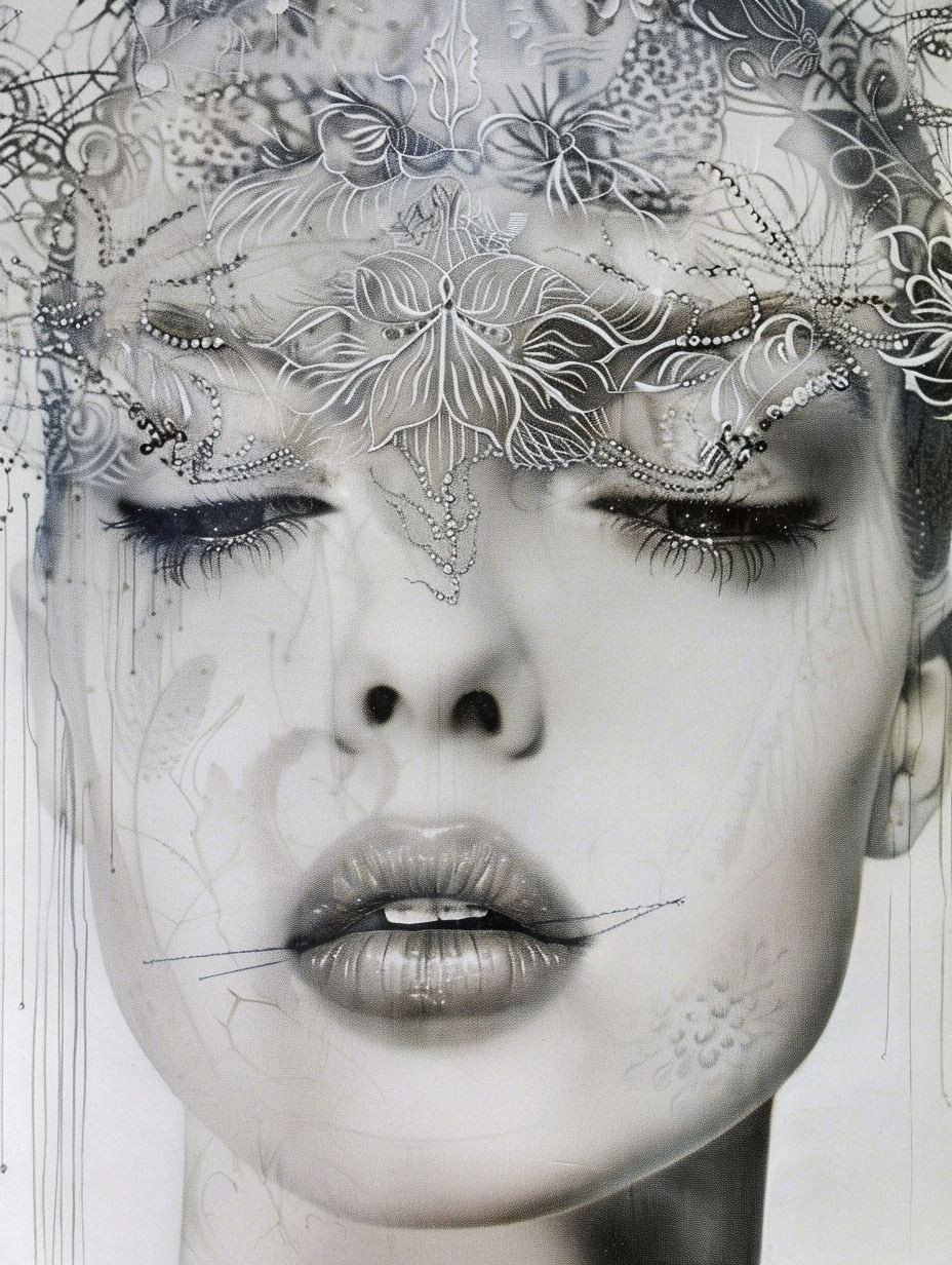 Ethereal Lace and Porcelain Gaze - Image 3