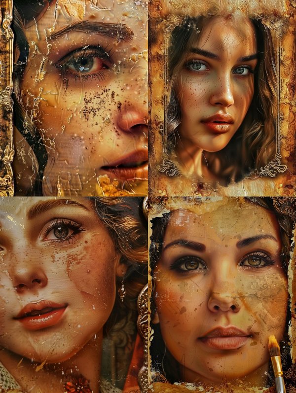 Fractured Gilded Portrait Study