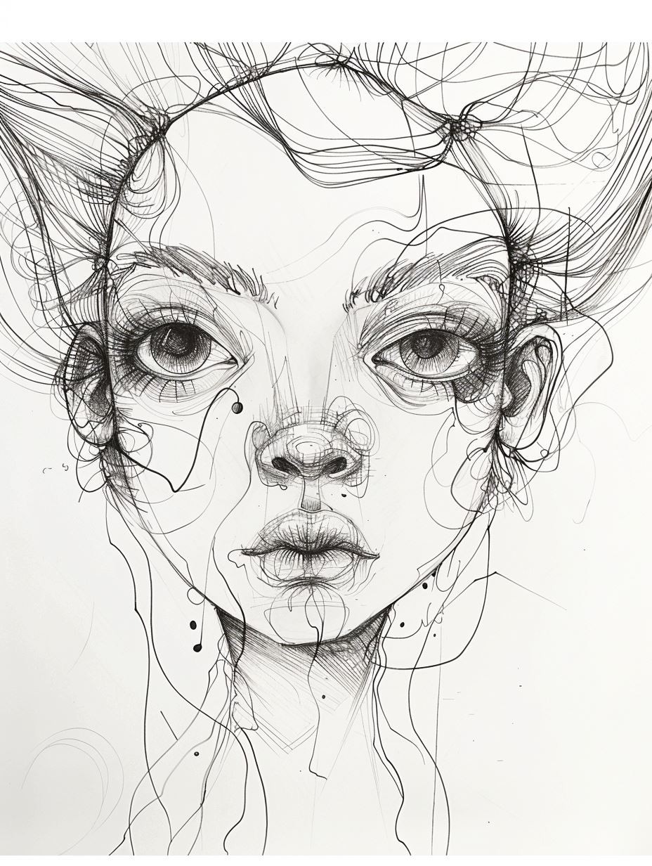 Intricate Ink Surrealist Portrait - Image 4