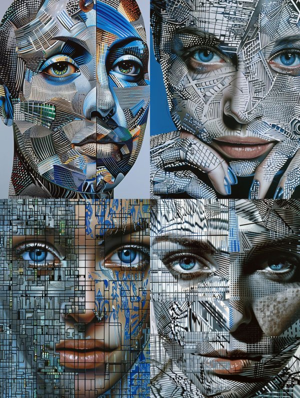 Fragmented Digital Mosaic Portraits