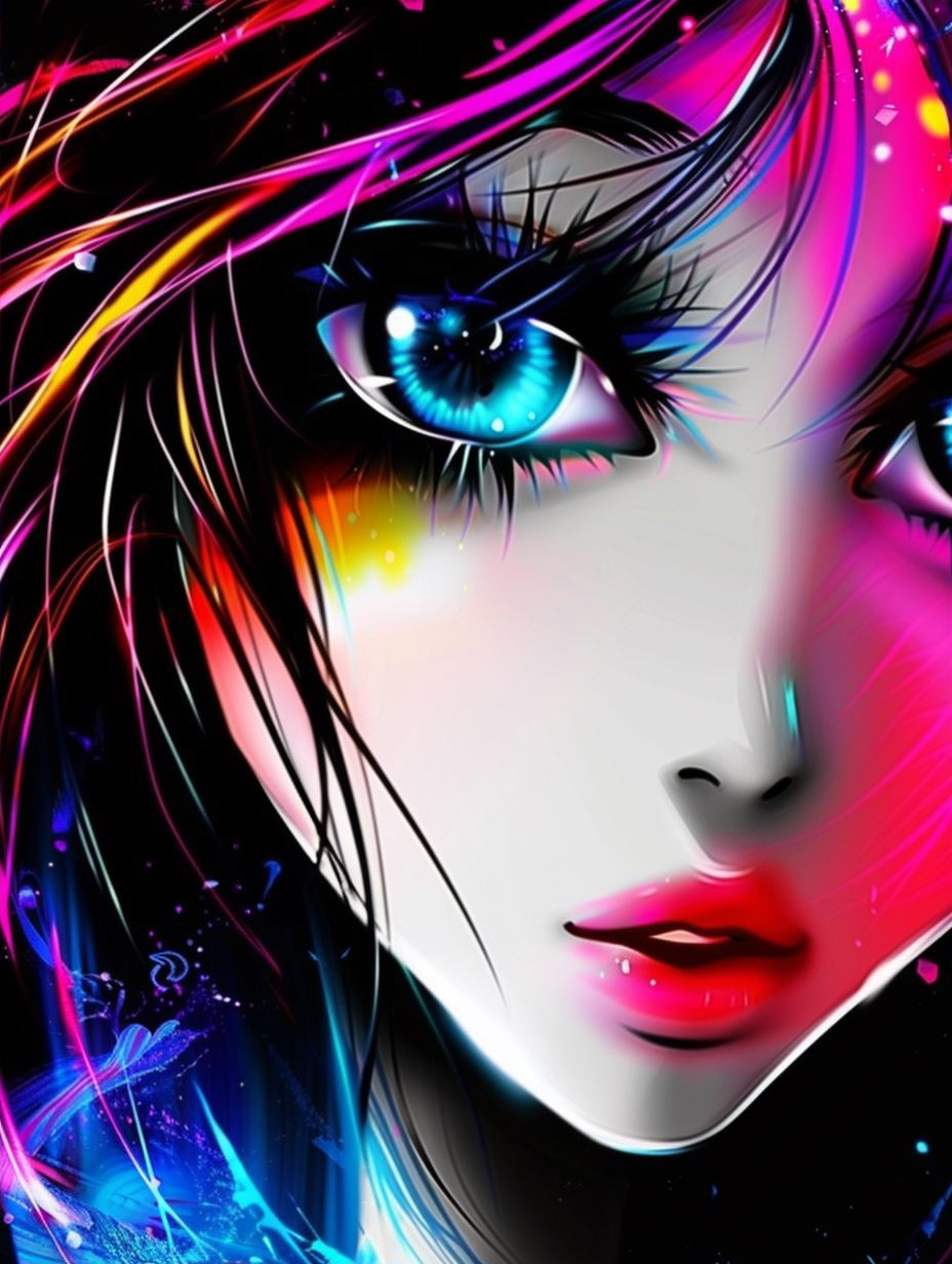 Neon Dreams: A Quad-Portrait Study - Image 2