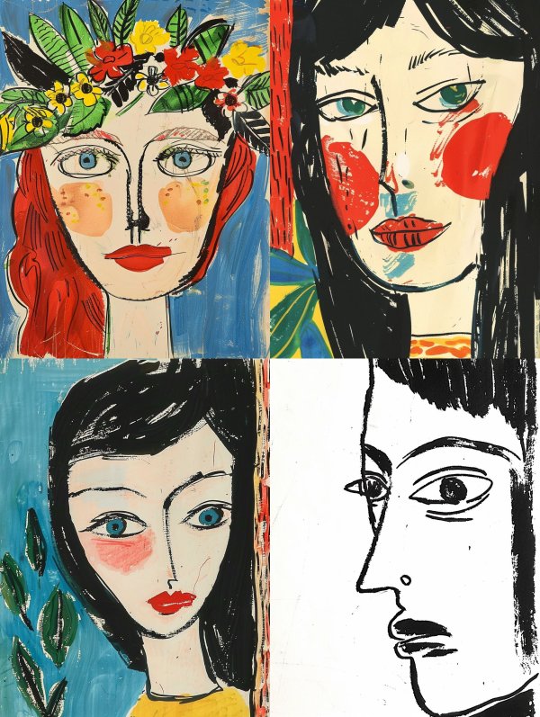 Naive Folk Art Portraits