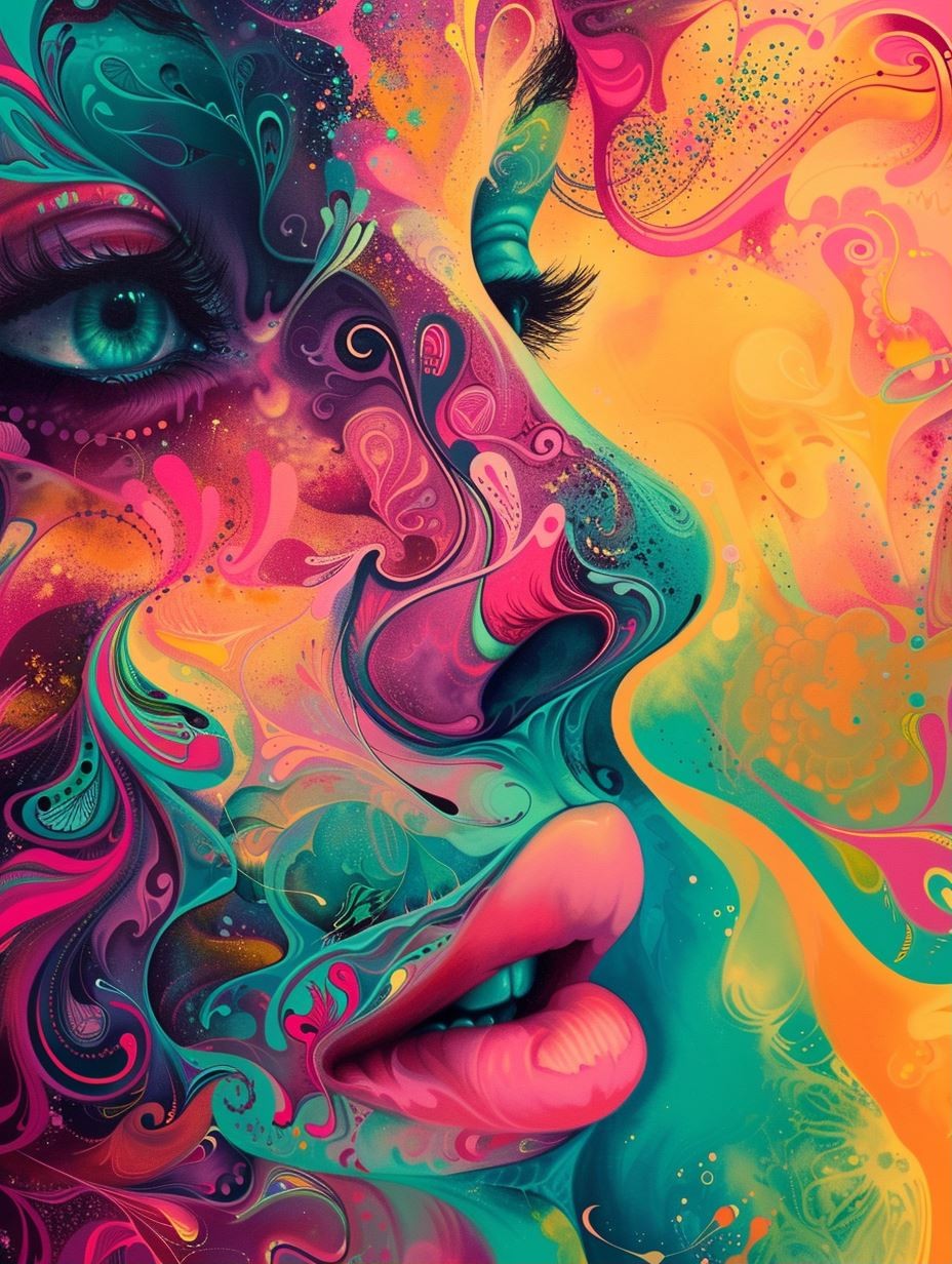 Psychedelic Neon Dream Portrait