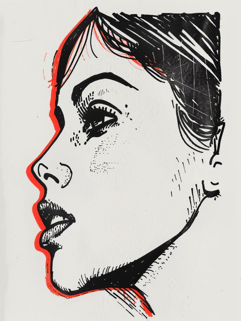 Bold Ink Portrait in Orange - Image 2