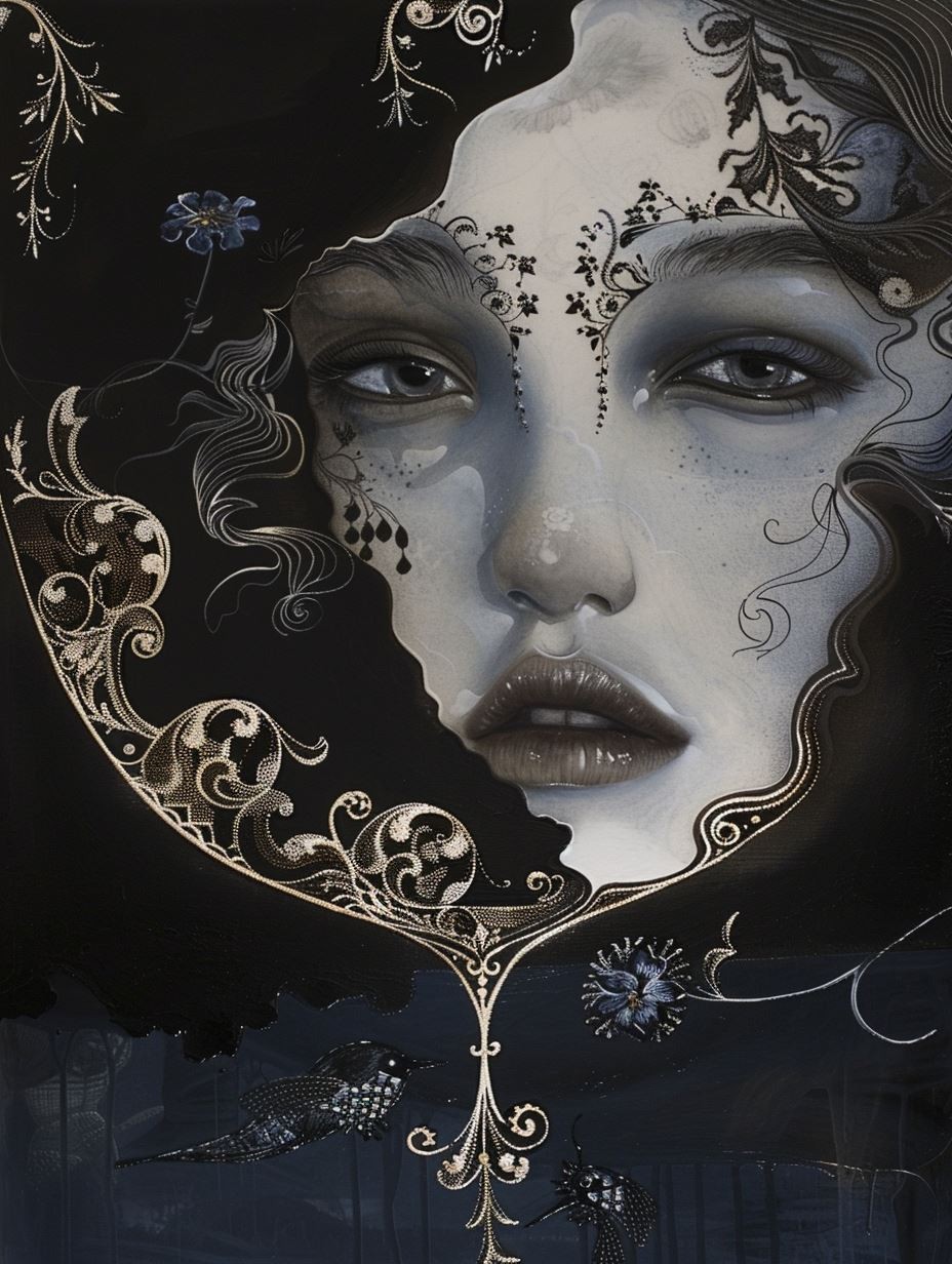Ethereal Gilded Floral Portrait - Image 3