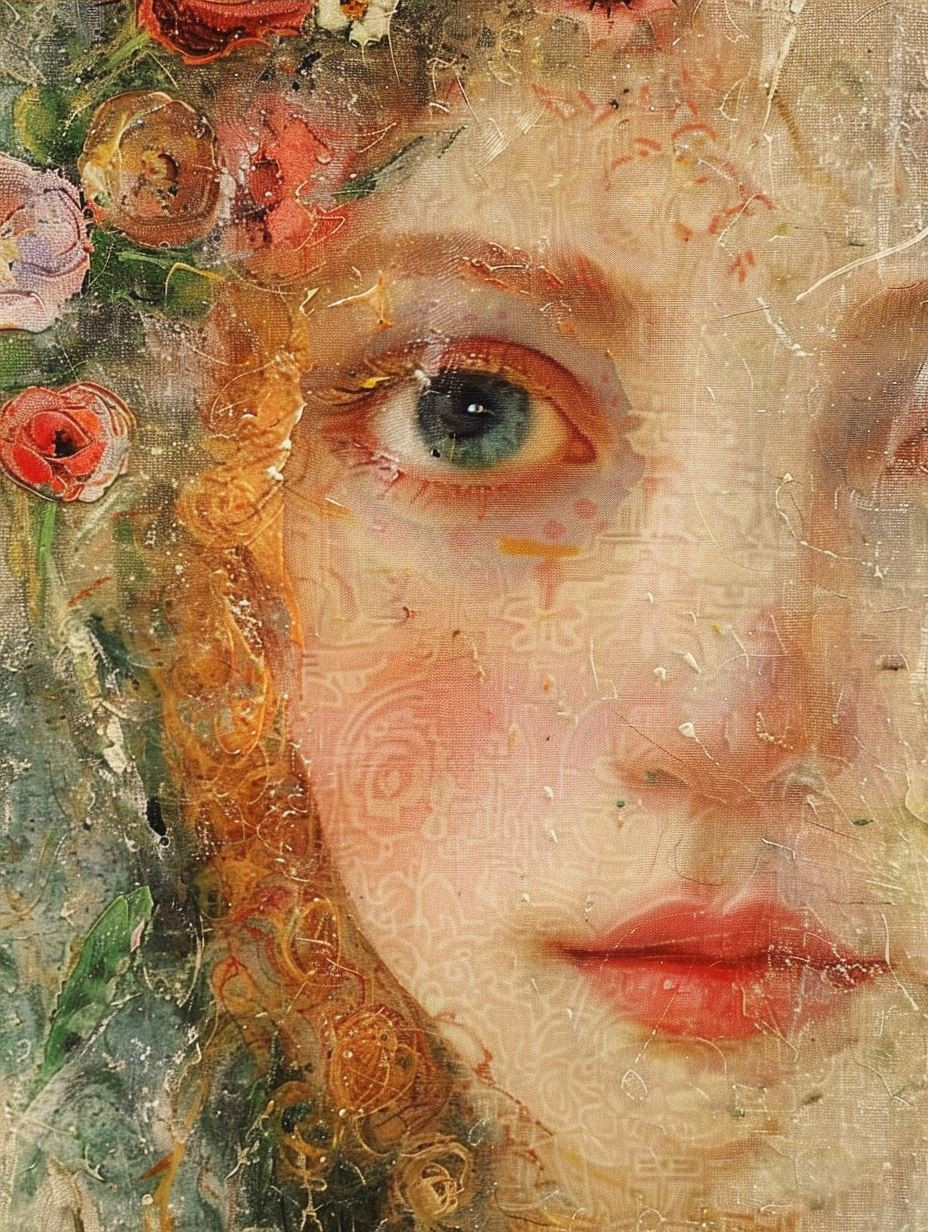 Ethereal Impressionist Floral Portrait - Image 3
