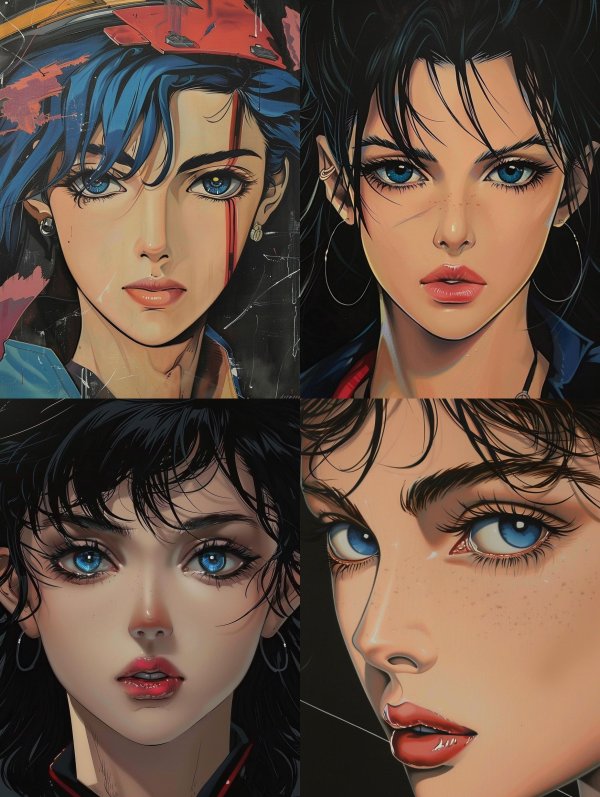 Cyberpunk Azure Gaze Portrait