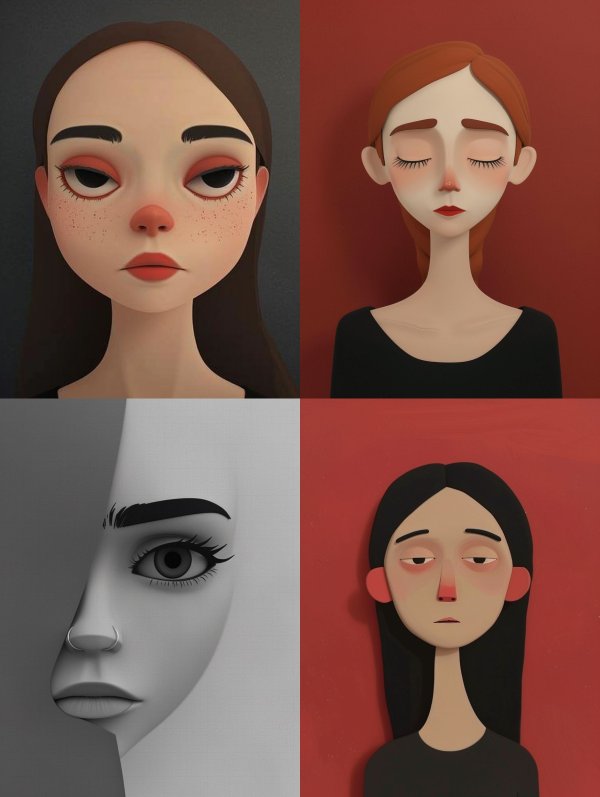Melancholy Digital Portrait Studies