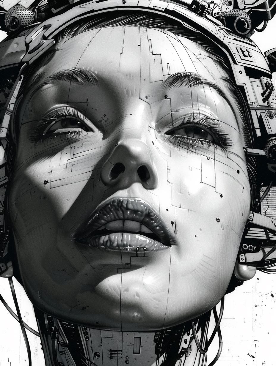 Monochrome Cybernetic Humanoid Portraits - Image 3