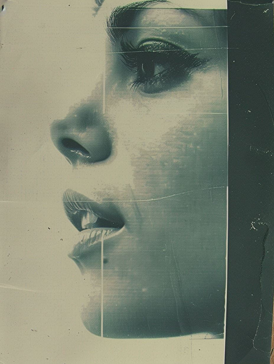 Vintage Cyanotype Portrait Fragment