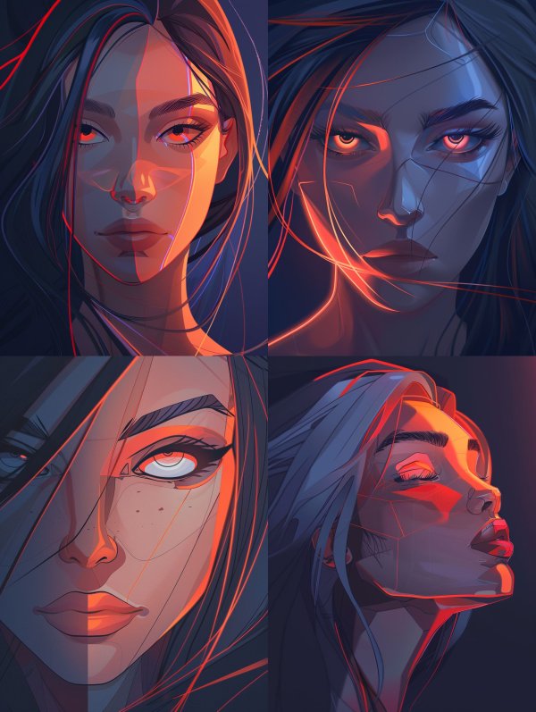 Neon Prism Digital Portrait