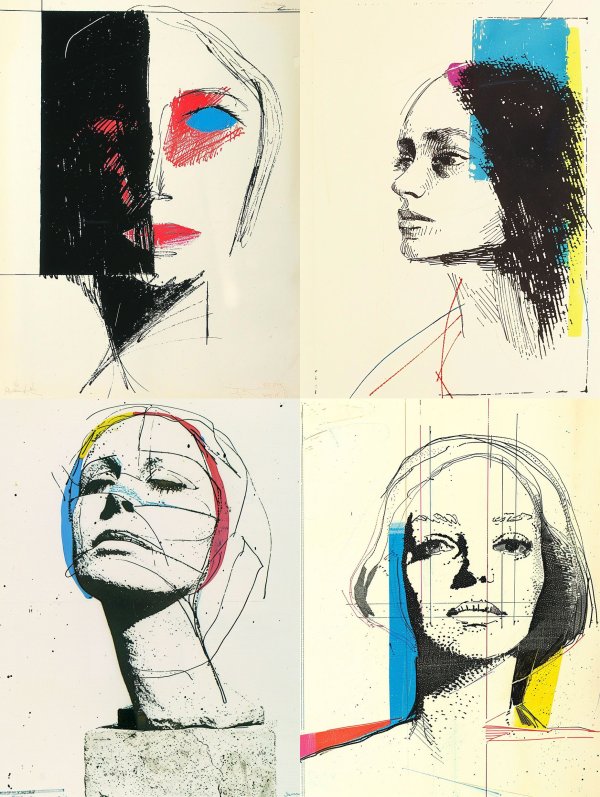 Fragmented Neo-Expressionist Portrait Studies
