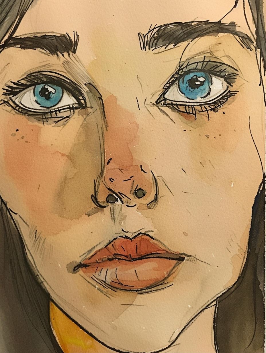 Raw Watercolor Portrait Study - Image 1