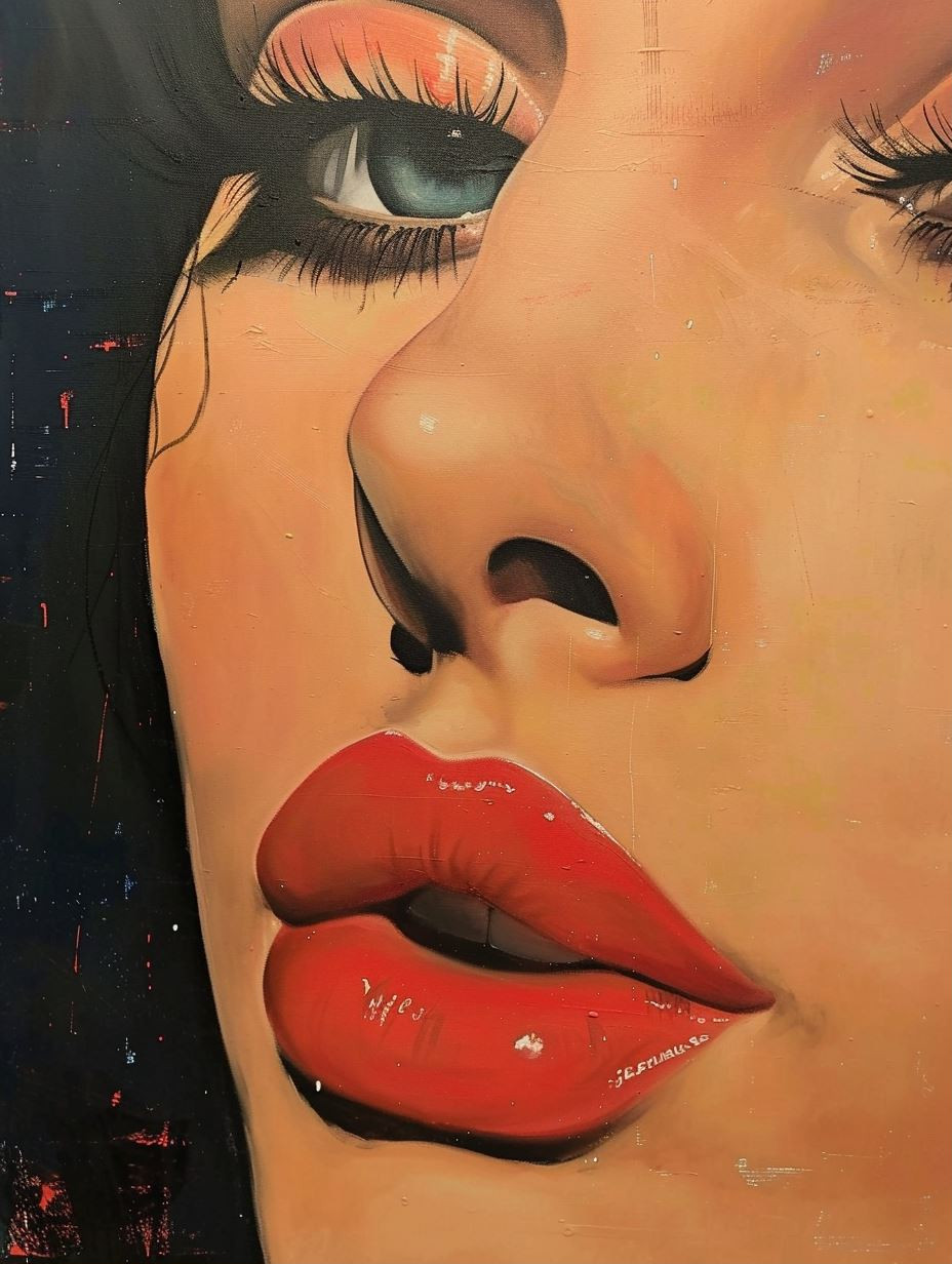 Crimson Gloss Hyper-Realistic Portrait